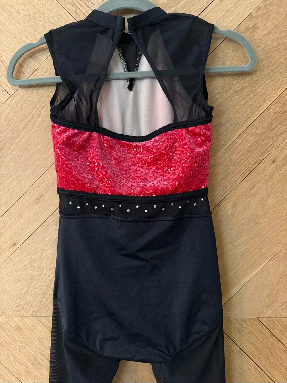 Weissman Black and Red Sequin Dance Unitard
